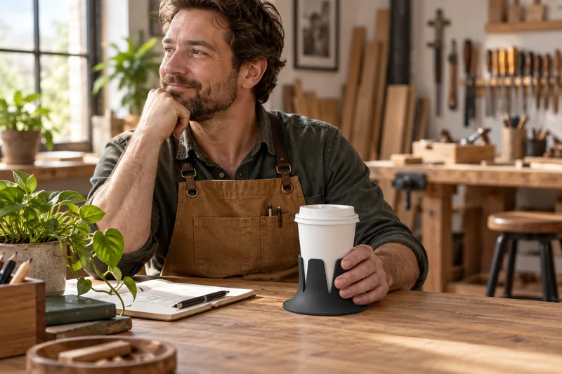 Coffee away from the cut. AI lifestyle illustration.